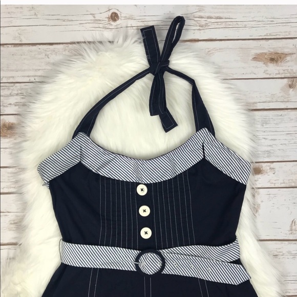 Anthropologie 🕷 Lil Aquabelle Pin Up Halter Dress - Picture 5 of 7